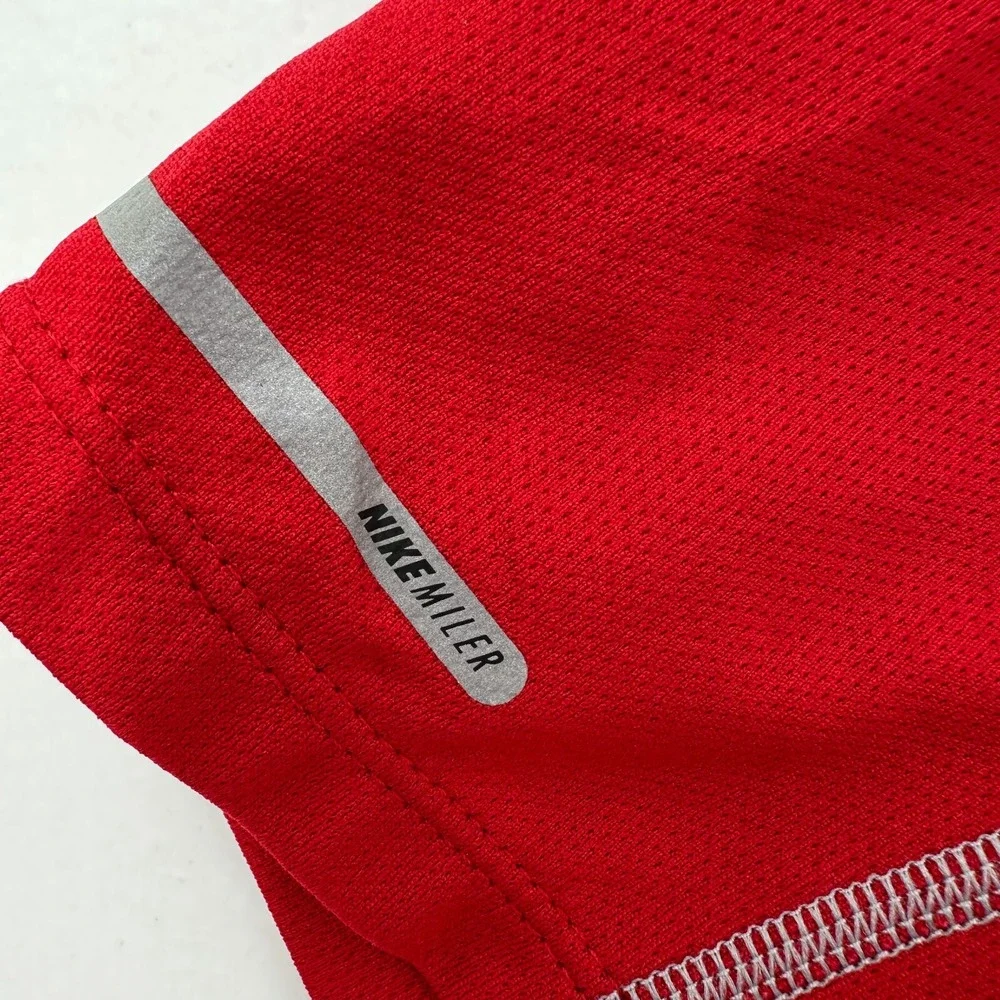 Nike‎ Miler Running Dri-Fit Shirt Mens XL Gray Red Athletic Gym Activewear OSU